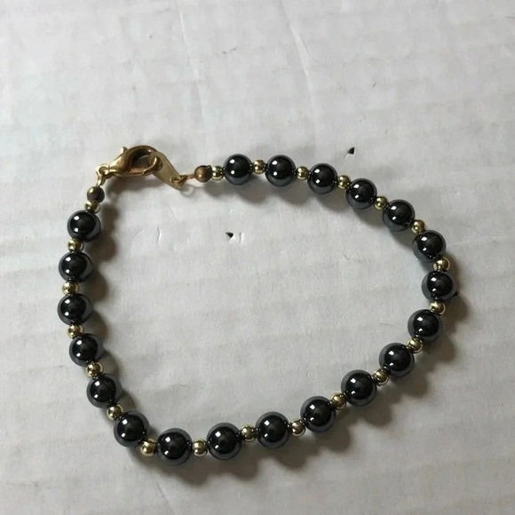Vintage  Metallic Beaded Bracelet - Picture 1 of 10